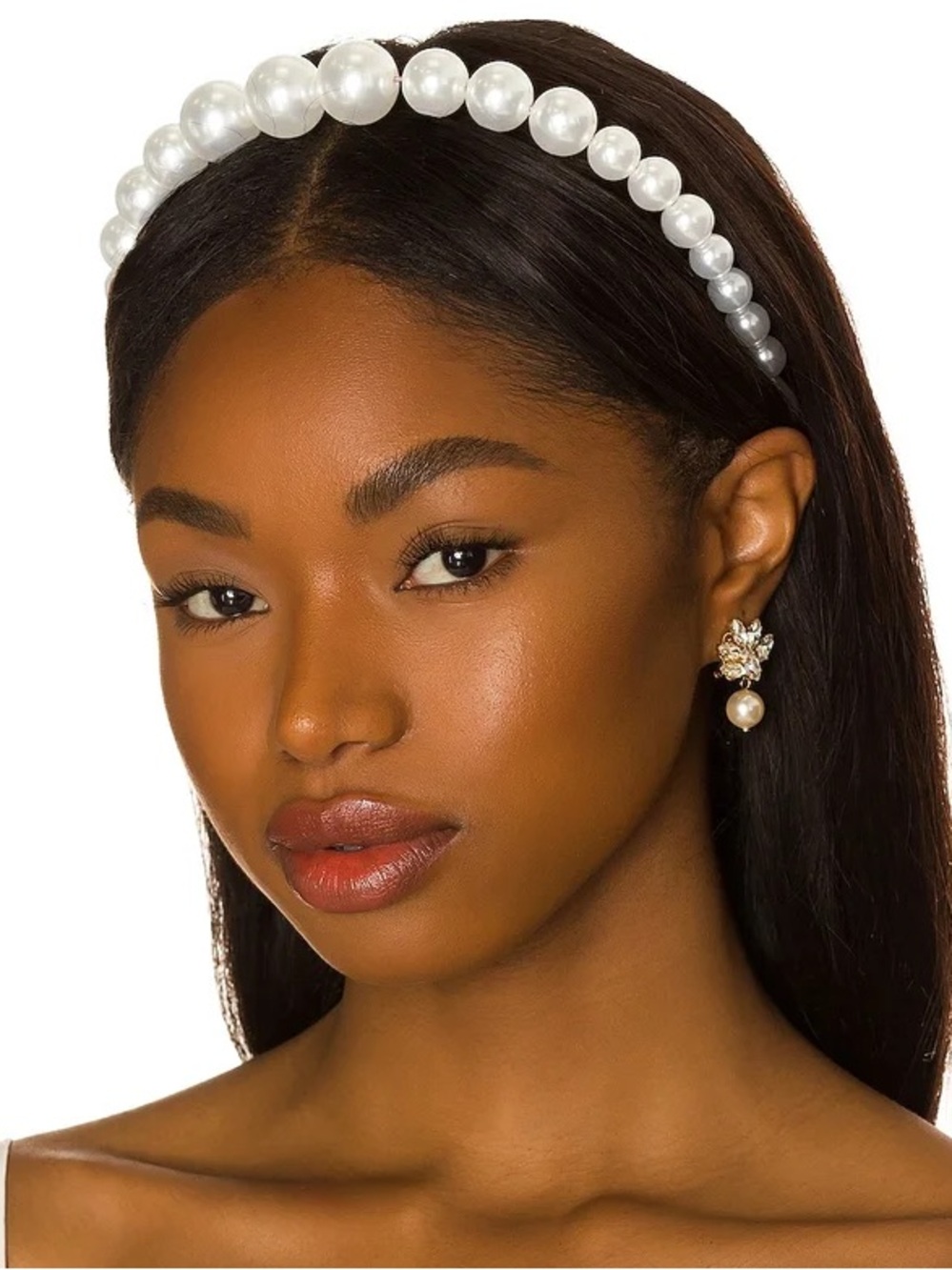 SHASHI White Pearl Beaded Headband